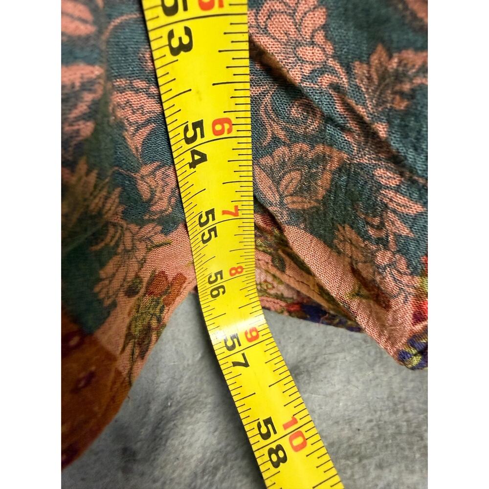 Easel Patchwork Print V-Neck Maxi Dress Ruffle Hem Kimono Sleeve Boho Flowy - Picture 12 of 12